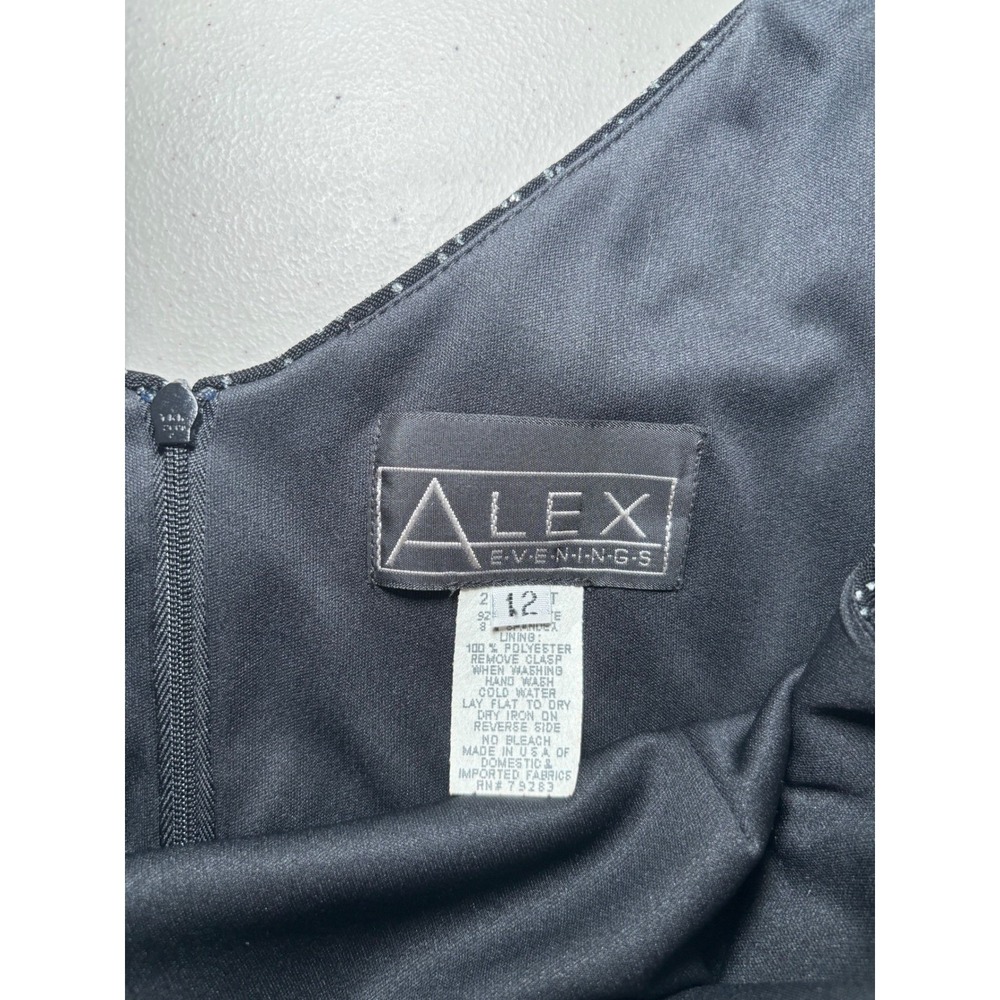 Alex Evenings Beaded Formal Gown Size 12 Black Silver‎ Spaghetti Strap Maxi - Picture 8 of 13